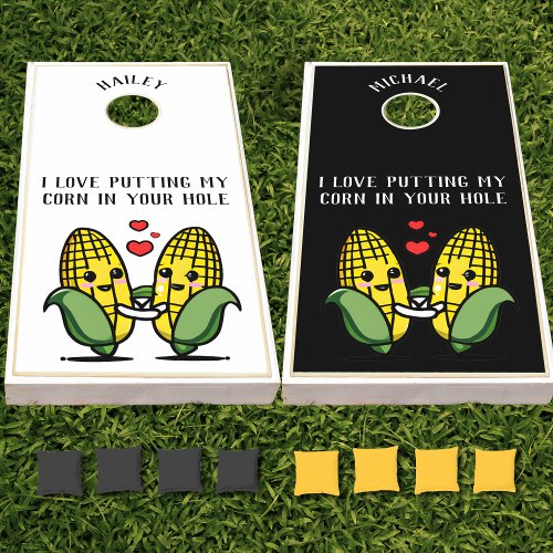 Cute Funny Corn on the Cob Pun Vegetable Joke Cornhole Set