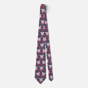 Cute Funny Cow and Strawberries Neck Tie
