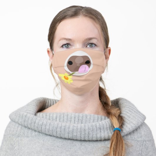 Cute funny cow nose cartoon adult cloth face mask (Worn)