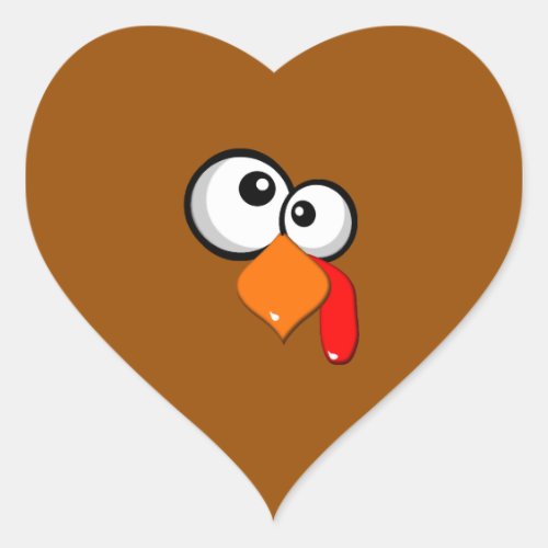 Cute Funny Crazy_Eyed Turkey Heart Sticker