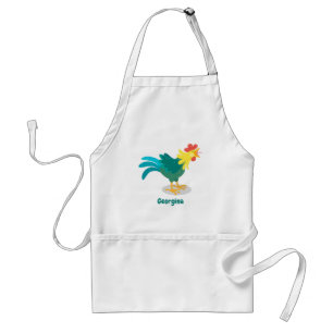Cute funny crowing rooster cartoon illustration adult apron