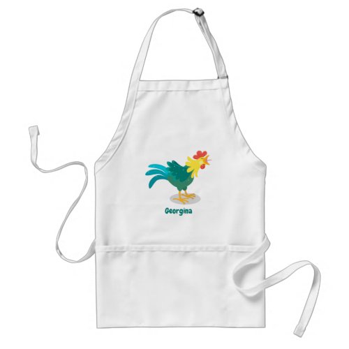 Cute funny crowing rooster cartoon illustration adult apron