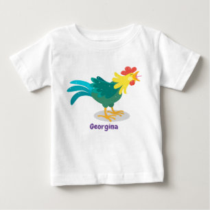 Cute funny crowing rooster cartoon illustration baby T-Shirt