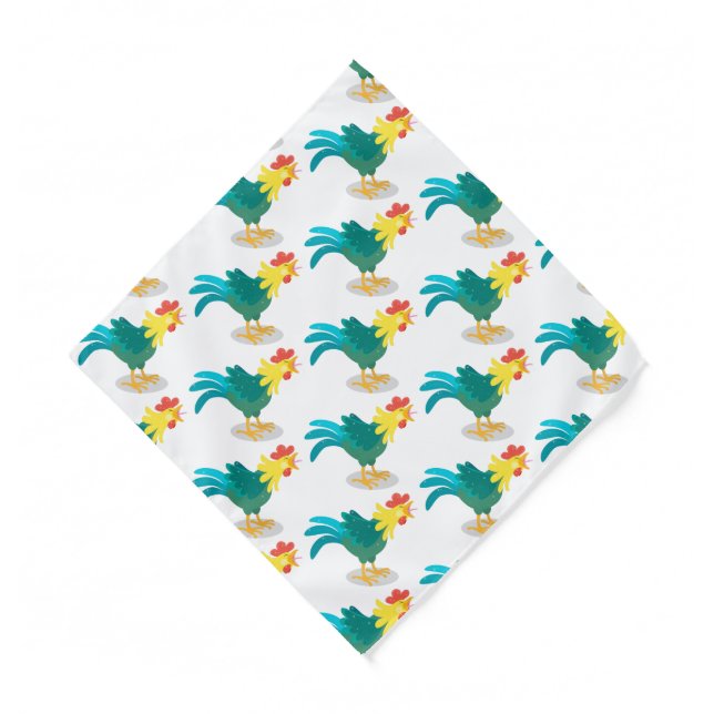 Cute funny crowing rooster cartoon illustration bandana (Front)