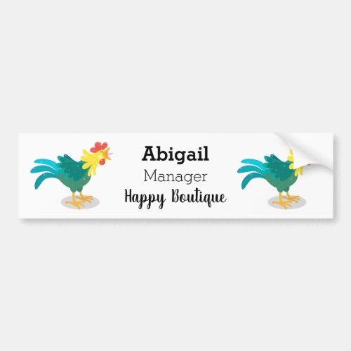 Cute funny crowing rooster cartoon illustration  bumper sticker