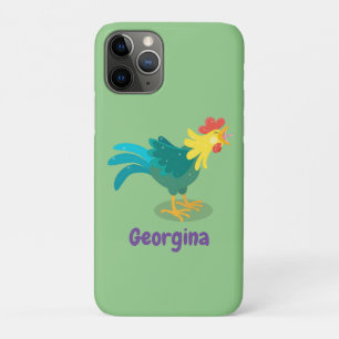 Cute funny crowing rooster cartoon illustration iPhone 11 pro case