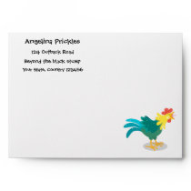 Cute funny crowing rooster cartoon illustration envelope
