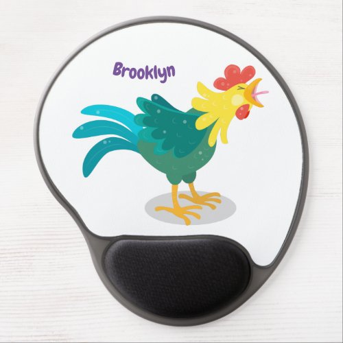 Cute funny crowing rooster cartoon illustration gel mouse pad