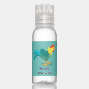 Cute funny crowing rooster cartoon illustration hand sanitizer