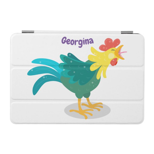 Cute funny crowing rooster cartoon illustration iPad mini cover (Horizontal)
