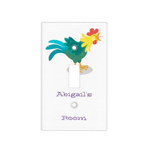 Cute funny crowing rooster cartoon illustration light switch cover