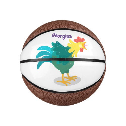 Cute funny crowing rooster cartoon illustration mini basketball