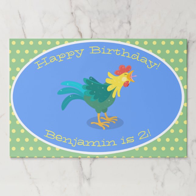 Cute funny crowing rooster cartoon illustration paper pad (Front)