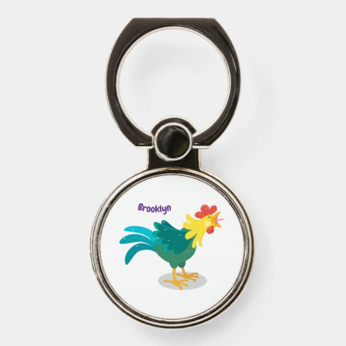 Cute funny crowing rooster cartoon illustration phone ring stand