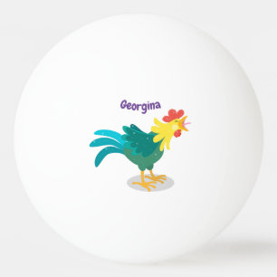 Cute funny crowing rooster cartoon illustration ping pong ball