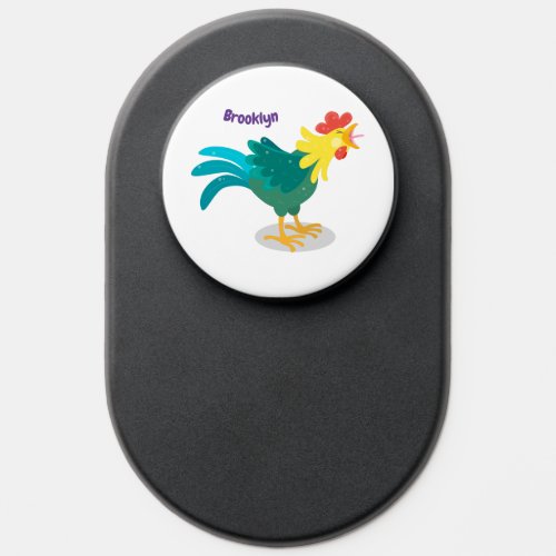 Cute funny crowing rooster cartoon illustration PopSocket