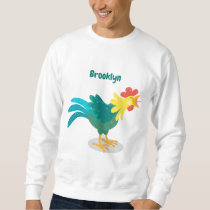 Cute funny crowing rooster cartoon illustration sweatshirt