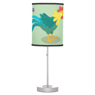 Cute funny crowing rooster cartoon illustration table lamp