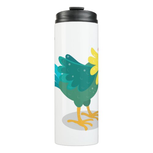 Cute funny crowing rooster cartoon illustration thermal tumbler