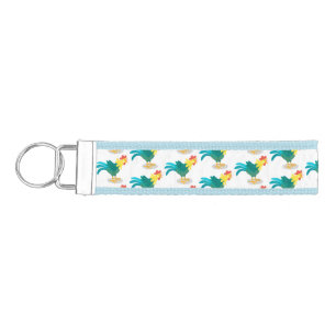 Cute funny crowing rooster cartoon illustration wrist keychain