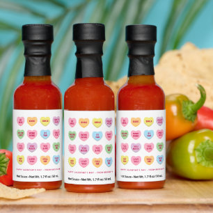 Cute funny custom conversation hearts Valentine's Hot Sauces