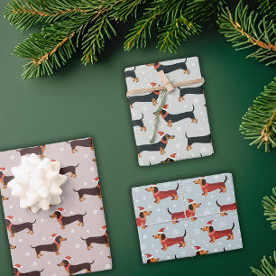 Cute Funny Dachshund Dogs Pet Christmas Holiday Wrapping Paper Sheets