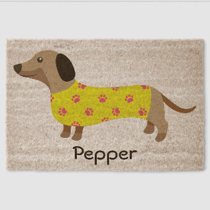Cute Funny Dachshund wiener Dog Name Fiber Doormat