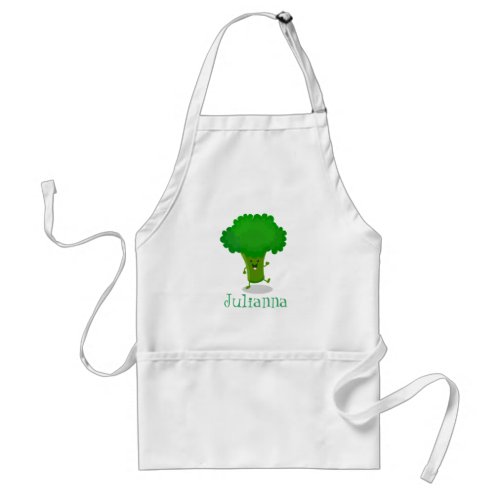 Cute funny dancing broccoli cartoon illustration adult apron