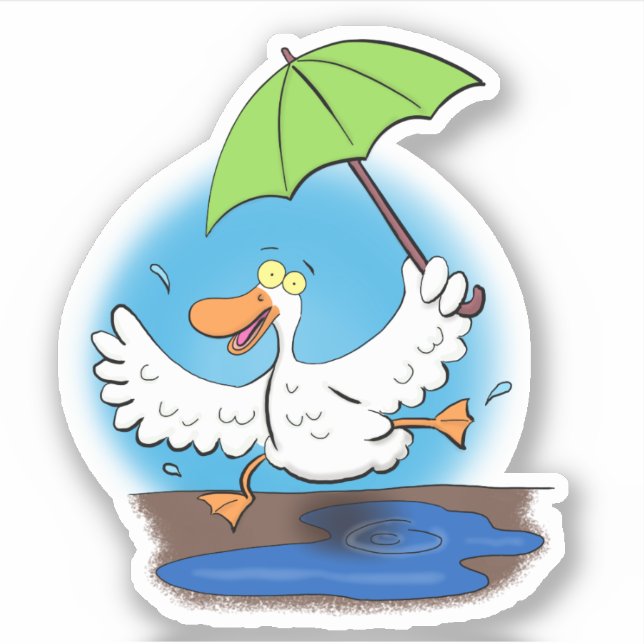Cute funny dancing duck cartoon illustration sticker (Front)