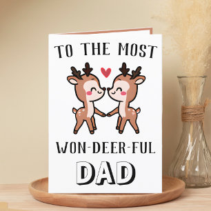 Cute Funny Deer Buck Wonderful Dad Birthday Letterpress Thank You Card