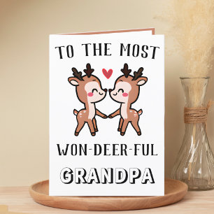 Cute Funny Deer Buck Wonderful Grandpa Birthday Letterpress Thank You Card