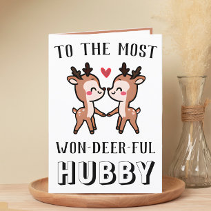 Cute Funny Deer Buck Wonderful Husband Birthday Letterpress Thank You Card