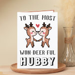 Cute Funny Deer Buck Wonderful Husband Birthday Thank You Card<br><div class="desc">Looking for a unique way to express your love and humor to your spouse? Our funny deer pun greeting card is the perfect choice for any husband on his birthday or even for a wedding anniversary. Customize it by adding your own personal message. Design features two cute baby deer and...</div>