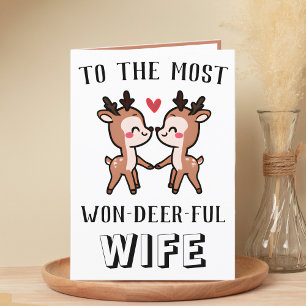 Cute Funny Deer Buck Wonderful Wife Birthday Letterpress Thank You Card