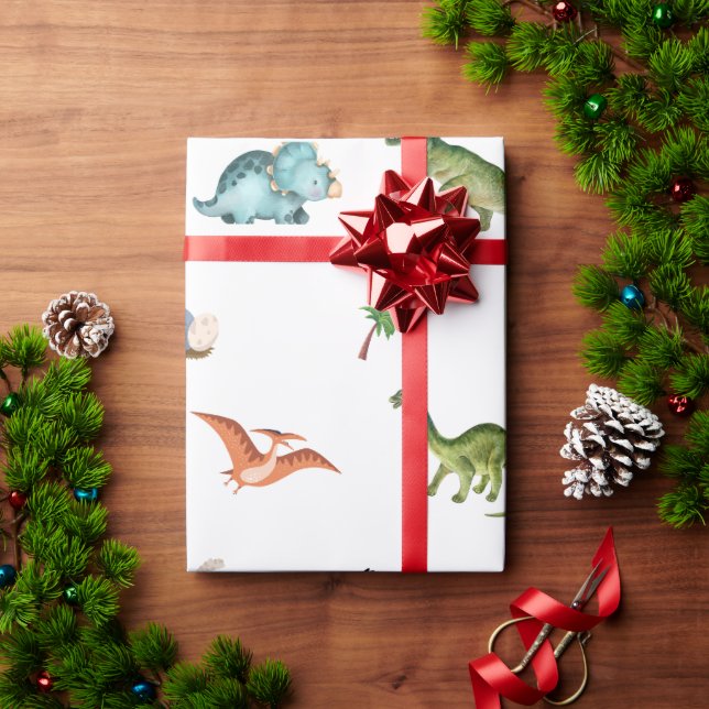 Cute Funny Dinosaur Birthday Party Wrapping Paper (Holiday Gift)