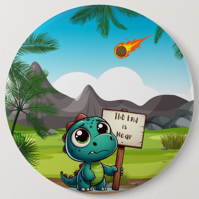 cute, funny dinosaur button (Front)