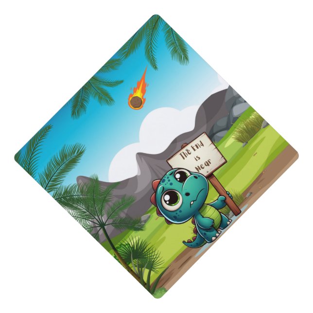 cute, funny dinosaur graduation cap topper (Front)
