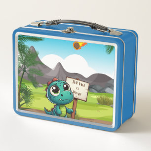cute, funny dinosaur metal lunch box