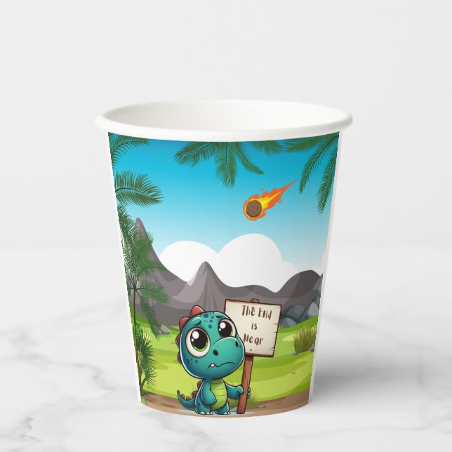 cute, funny dinosaur paper cups (Front)