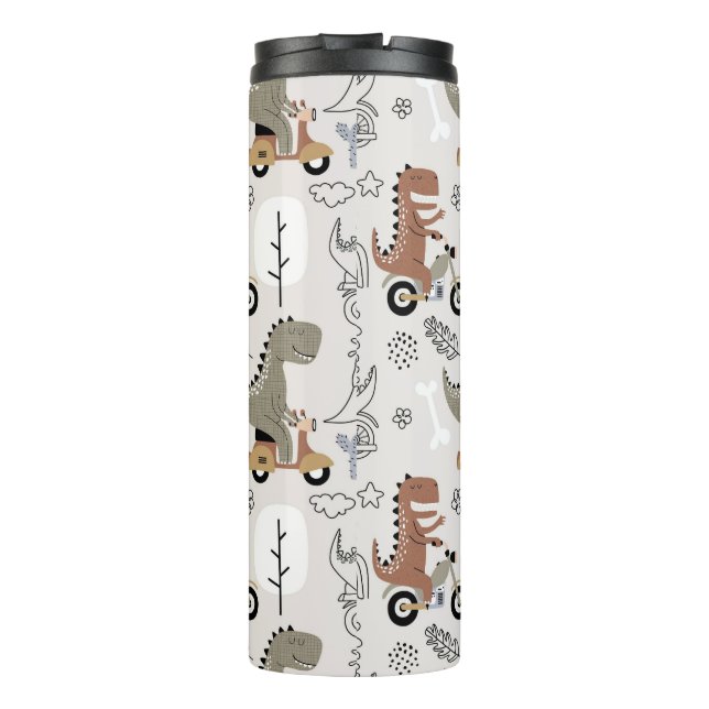 Cute Funny Dinosaur Pattern Thermal Tumbler (Back)