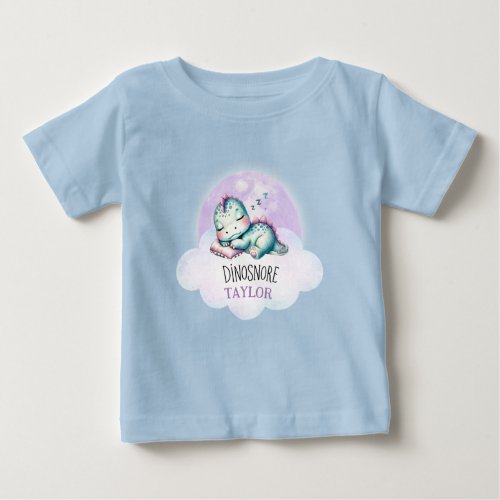 Cute Funny Dinosaur Personalized Name Unisex PJs Baby T_Shirt