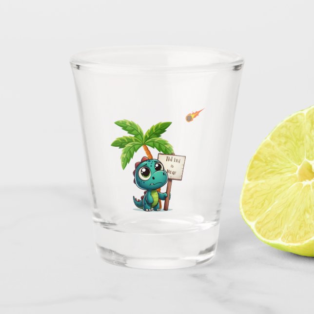 cute, funny dinosaur shot glass (Front)