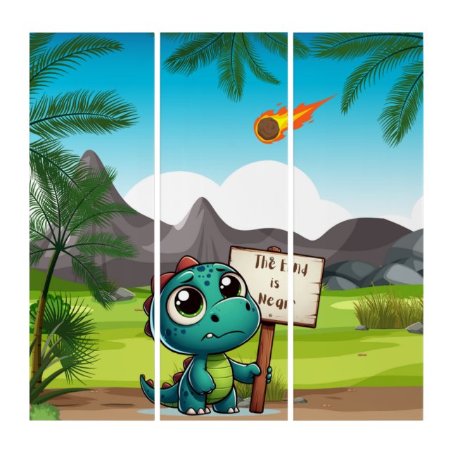 cute, funny dinosaur triptych (Front)