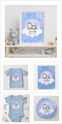 Cute Funny 'Dinosnore' Dreamy Personalized Name