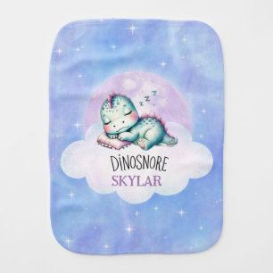 Cute Funny 'Dinosnore' Personalized Baby Name Burp Cloth