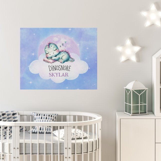 Cute Funny 'Dinosnore' Personalized Baby Name Faux Canvas Print (Creator Uploaded)