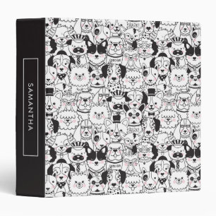 Cute Funny Dog Breeds Animal Pattern Personalized 3 Ring Binder