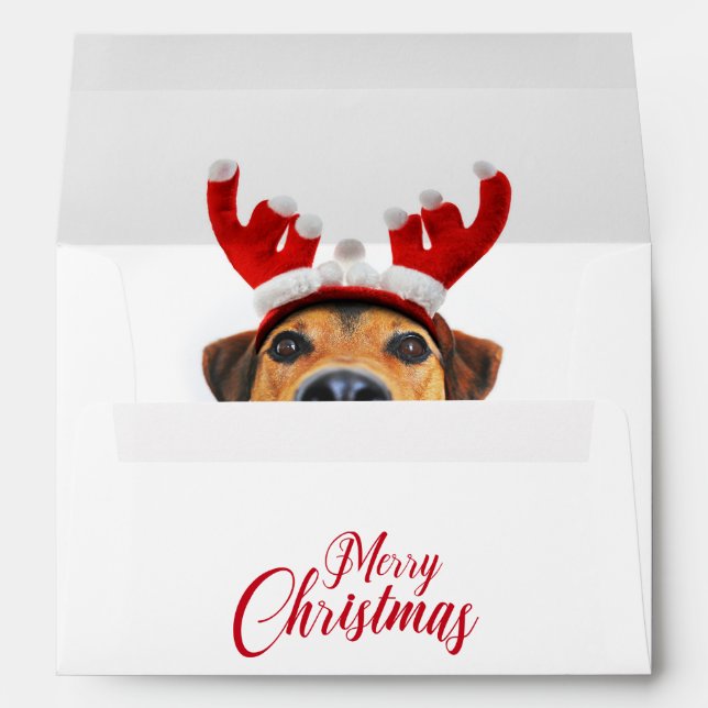 Cute Funny Dog Christmas Reindeer Antler Headband Envelope (Back (Bottom))
