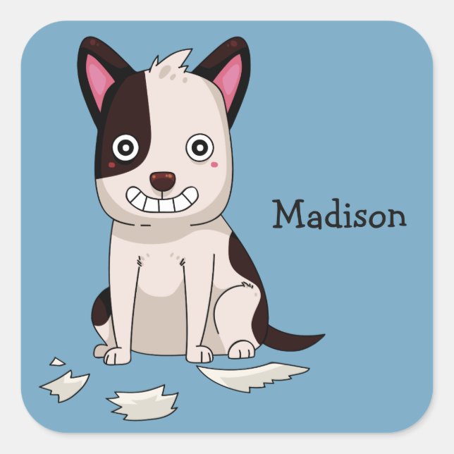 Cute  & Funny Dog custom name & color stickers (Front)