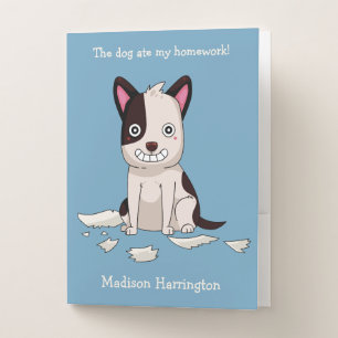 Cute  & Funny Dog custom name, text & color Pocket Folder